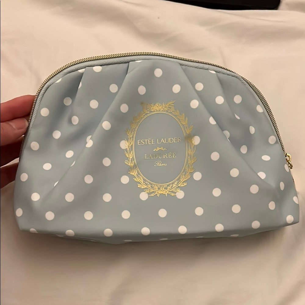 Estee Lauder Blue Polka Dot Cosmetic Bag